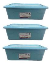 Kit 03 Caixas Organizadoras Com Travas 12 Litros