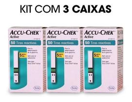 Kit 03 Caixas Tiras Reagentes Accuchek Active C/50 Unidades
