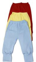 Kit 03 calça bebê algodão pé reversível unissex