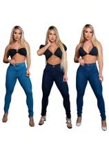 Kit 03 Calça Jeans Femininas Levanta Bumbum Cos Alto Laycra