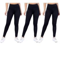 KIT 03 calça legging suplex cintura alta feminina academia moda fitness cós largo
