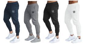 Kit 03 calças de moletom masculina slim sport academia wooks