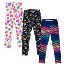 Kit 03 Calças Legging Infantil Menina 2 a 16 anos