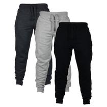Kit 03 calças moletom masculina jogger slim fit básica lisa - JinkingStore