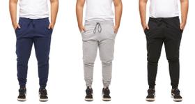 Kit 03 calças moletom masculina jogger slim fit básica lisa Kit 03 calças moletom masculina jogger slim fit básica lisa