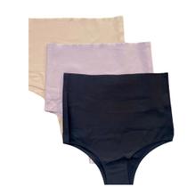 Kit 03 Calcinha Feminina Sem Costura Corte a Laser Cintura Alta Compressão Mulher Cores Neutras