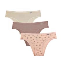 Kit 03 Calcinhas Biquíni Em Cotton - DelRio