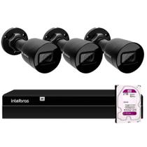 Kit 03 Câmeras de Segurança Bullet Intelbras Full HD 1080p VIP 1230 B G4 + Gravador Digital de Vídeo NVR NVD 1404 - 4 Canais + HD 2TB Purple