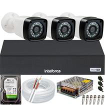 Kit 03 câmeras de segurança full hd 1080p DVR 4 canais Intelbras mhdx Kit 03 câmeras de segurança full hd 1080p DVR 4 canais Intelbras mhdx
