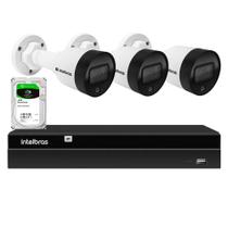 Kit 03 Câmeras Intelbras VIP IP 1220 B Full Color G4 Bullet Visão Noturna 20m + Gravador Digital de Vídeo NVR NVD 1404 4 Canais + HD 2TB BarraCuda