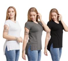 Kit 03 Camisetas Feminina T-shirt Viscolycra Tampa Bumbum Mulet C8