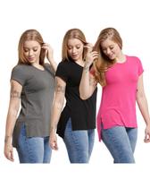 Kit 03 Camisetas Feminina T-shirt Viscolycra Tampa Bumbum Mulet C8 - Wooks