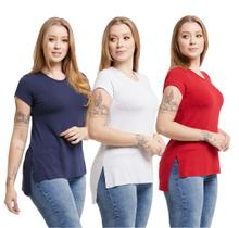 Kit 03 Camisetas Feminina Viscolycra Mullet Tampa Bumbum