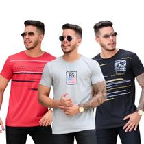 Kit 03 Camisetas Gola O Silkada Masculina 100% Algodão