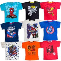 Kit 03 Camisetas Infantil 100% Algodão Super Herói, Desenho, Personagem Estampado - Zebrinha Kids