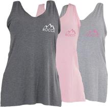 KIT 03 CAMISETAS REGATA FITNESS SILK ROCCA Feminina KIT 03 CAMISETAS REGATA FITNESS SILK ROCCA Feminina