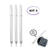 kit 03 Caneta em Gel Cis Trigel 0.8mm Branca Pastel