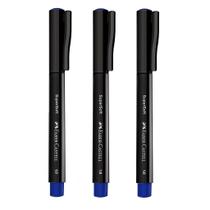 Kit 03 Canetas Hidrográfica Supersoft Pen 1.0mm Azul Ponta Média Porosa Faber Castell