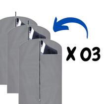 Kit 03 Capa Para Terno Organizador De Roupas Com Visor
