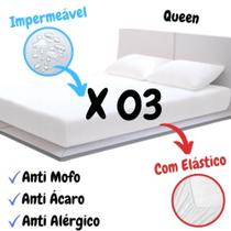 Kit 03 Capa Protetora Colchão Queen Impermeável Anti Ácaro