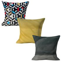 Kit 03 Capas de Almofada 45x45cm Decorativas Sala Quarto Sofá Kit 03 Capas de Almofada 45x45cm Decorativas Sala Quarto Sofá