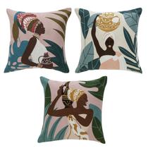 Kit 03 Capas de Almofada Decorativa Sofá Africanas Jolitex Kit 03 Capas de Almofada Decorativa Sofá Africanas Jolitex