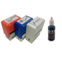 Kit 03 carimbos automaticos stilo 20 - prof ii + tubo de tinta