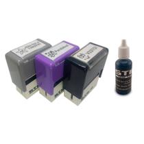 Kit 03 carimbos automaticos stilo 20 - prof iii + tubo de tinta