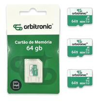 Kit 03 Cartão De Memória De 64gb Classe 10 U3 Orbitronic