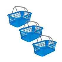 Kit 03 Cesta Cestinha Plástica Supermercado C/ Alça 9 Litros Kit 03 Cesta Cestinha Plástica Supermercado C/ Alça 9 Litros