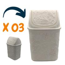 Kit 03 Cesto de Lixo Basculante Lixeira de Pia 4,5 L Branco