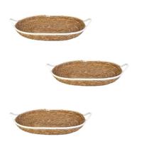 Kit 03 Cesto Fibra Natural E Algodao C/alca 46x27x5cm Branco Kit 03 Cesto Fibra Natural E Algodao C/alca 46x27x5cm Branco