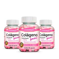 Kit 03 Colageno Femme Vitaminas A C D E Zinco 700mg 90 Capsulas Loja Maxinutri