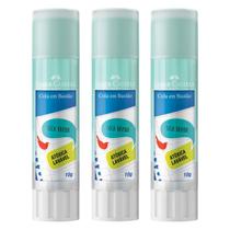 Kit 03 Colas Bastão 10g Colorida Azul Faber Castell