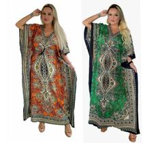 KIT 03 com 02 Vestidos Longos Tipo Kaftan Indiano - Cod. 0003