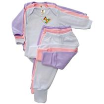 Kit 03 Conjuntos Body e Mijão Bebê Manga Longa Feminino Kit 03 Conjuntos Body e Mijão Bebê Manga Longa Feminino