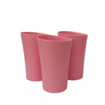 Kit 03 Copos Plastico Duro Resistente Bebidas 400Ml Rosa