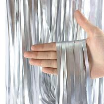 Kit 03 Cortina Prata Metalizada Fitas Decoração e Cenários Kit 03 Cortina Prata Metalizada Fitas Decoração e Cenários