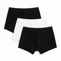 Kit 03 Cuecas Boxer Preta/Branca Algodão Egípcio Versatiold
