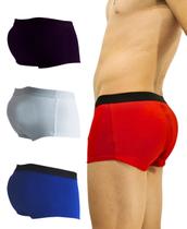 Kit 03 Cuecas Enchimento Traseiro Empina Bumbum Mini Boxer (Branca, Azul e Vermelha) Kit 03 Cuecas Enchimento Traseiro Empina Bumbum Mini Boxer (Branca, Azul e Vermelha)