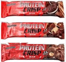 Kit 03 de Crisp Bar Protein Sabor Cookies & Cream,Duo Crunch e Trufa de Avelã de 45g-Integralmedica