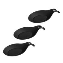 Kit 03 Descanso Para Talheres Silicone Utensilio Preto - Unyhome