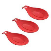 Kit 03 Descanso Para Talheres Silicone Utensilio Vermelho - Unyhome