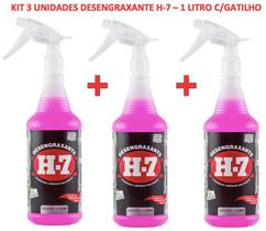 Kit 03 Desengraxante H7 Limpeza Pesada Multiuso Removedor 1L