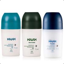 KIT 03 Desodorante Antitranspirante Anti Manchas Invisível Roll On Natura Kaiak Tradicional Masculino 75mL + Kaiak Aventura + Kaiak Pulso