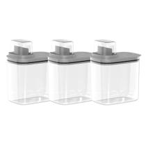 Kit 03 Dispenser De Sabão 1,5 Litros Flow Chumbo Ou Kit 03 Dispenser De Sabão 1,5 Litros Flow Chumbo Ou