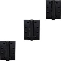 Kit 03 Dobradiça Fechamatic Com Mola 4x3 Aço Inox Preto Fosco 3mm