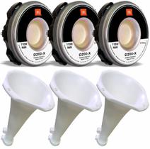 Kit 03 Driver JBL D200X 110W 8 Ohms som Trio e 03 Corneta Fiamon Boca Longa Branca Plástico lc1425