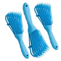 Kit 03 Escova Polvo Cabelo Cacheado Azul Profissional Beleza Kit 03 Escova Polvo Cabelo Cacheado Azul Profissional Beleza