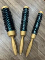 Kit 03 escovas termica dourada vazada long profissional